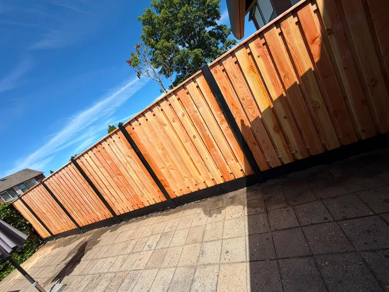 New wooden fence in Douglas fir