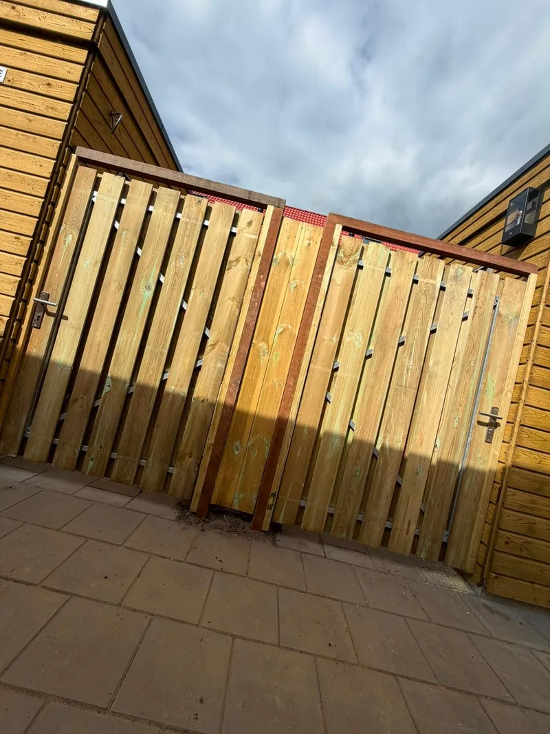Hardwood garden doors in a frame