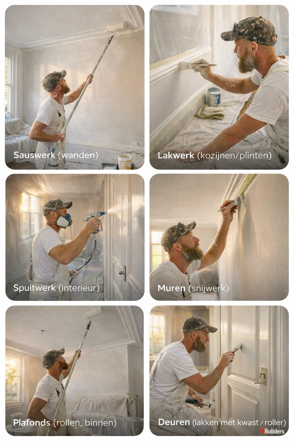 Collage van schilderwerk projecten in Amsterdam Centrum