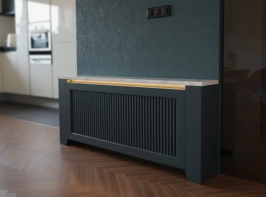 Visgraat vloer met kachelbetimmering Amsterdam